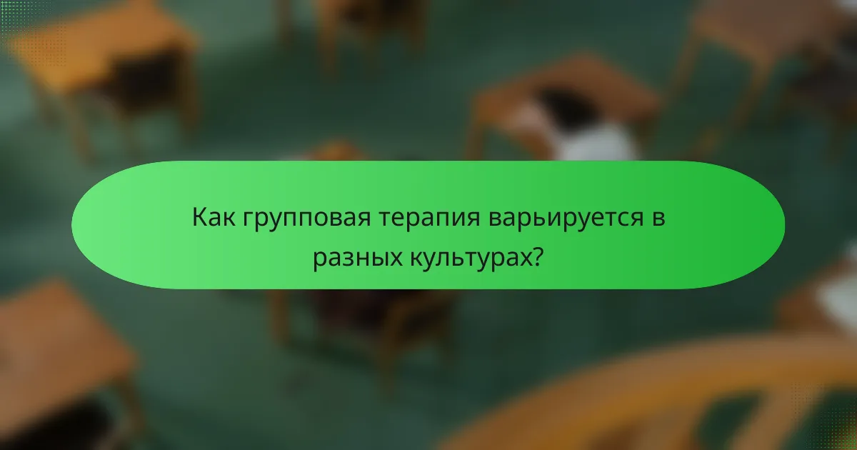 Как групповая терапия варьируется в разных культурах?